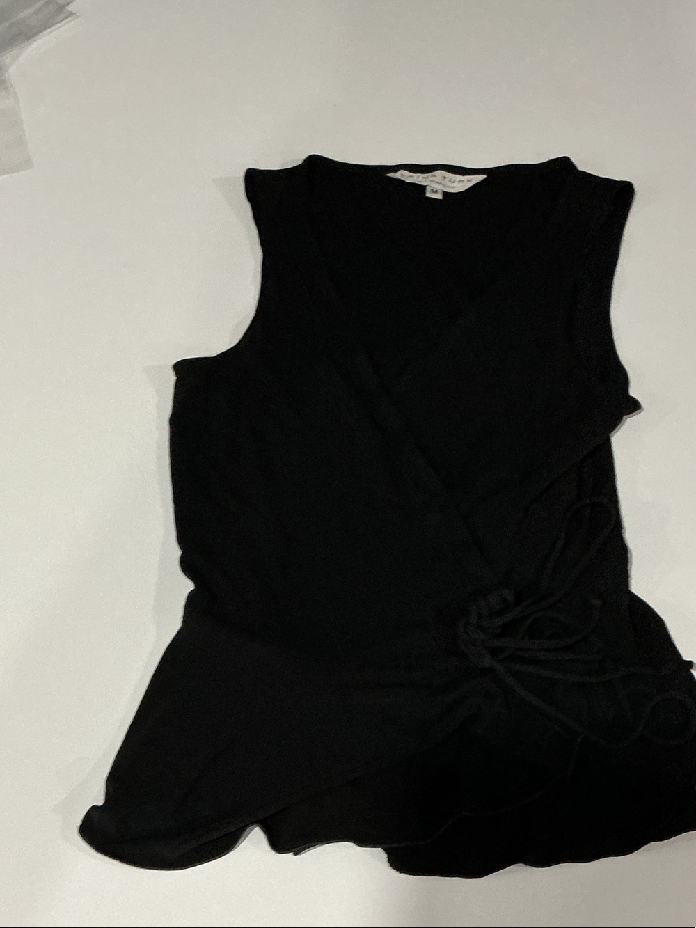 Black Wrap-Style Sleeveless Dress